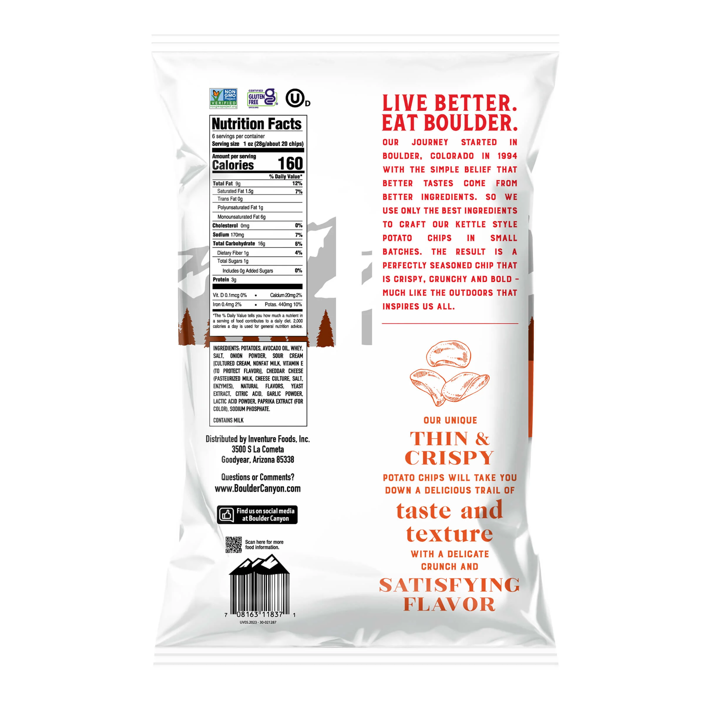 Boulder Canyon Potato Chips Thin & Crispy Avocado Oil Cheddar Sour Cream - Image 6