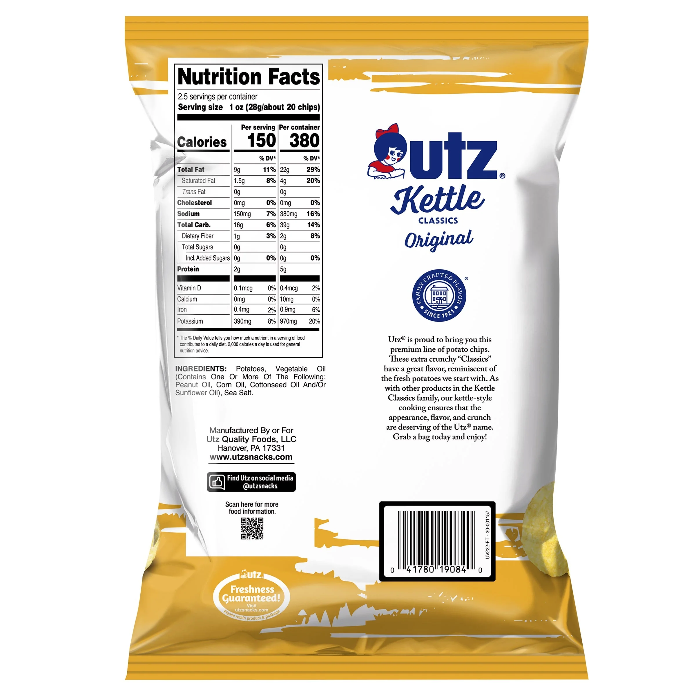 Utz Kettle Classics Potato Chips Original - Image 8