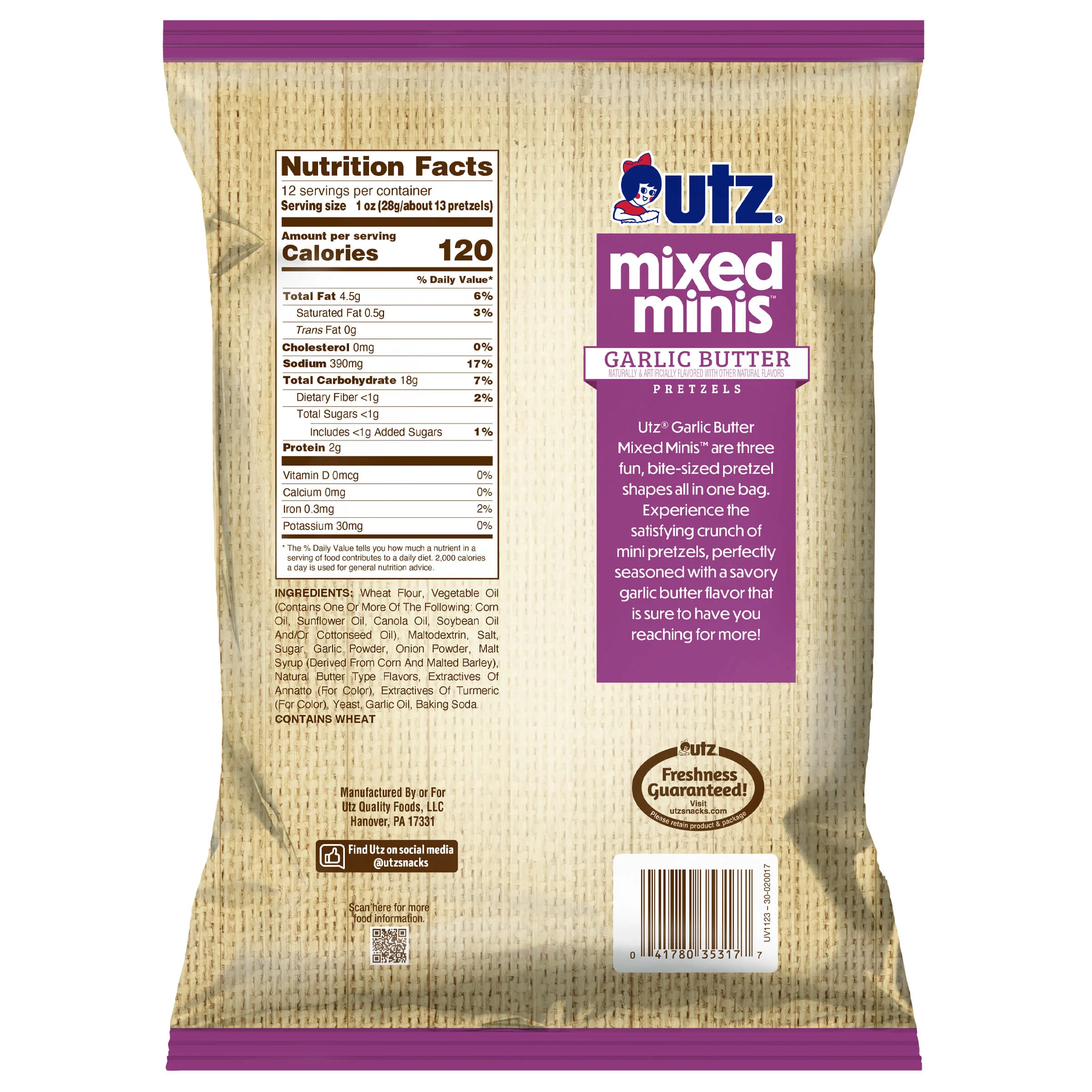 Utz Mixed Minis ® Pretzels, Garlic Butter - Image 6