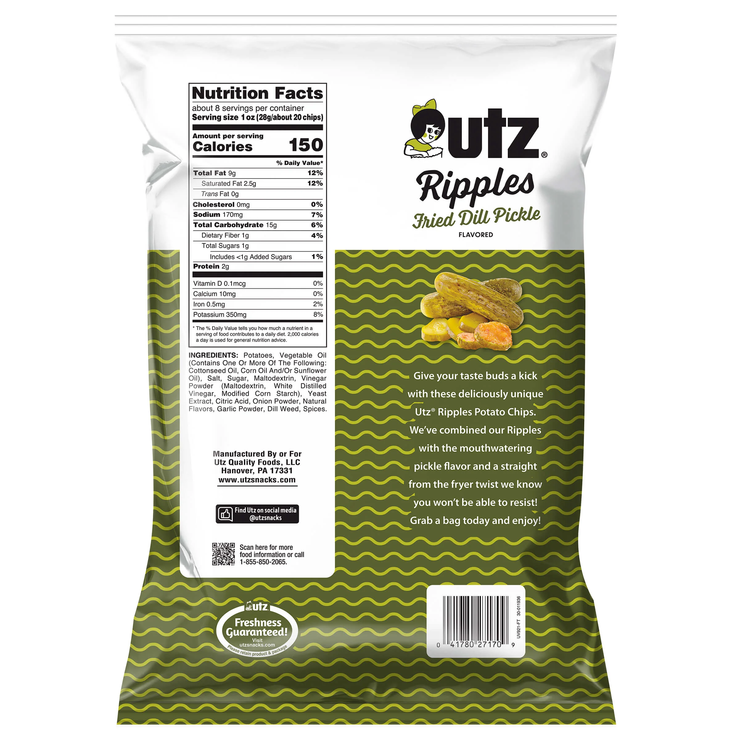 Utz® Ripples Fried Dill Pickle Potato Chips - Image 6