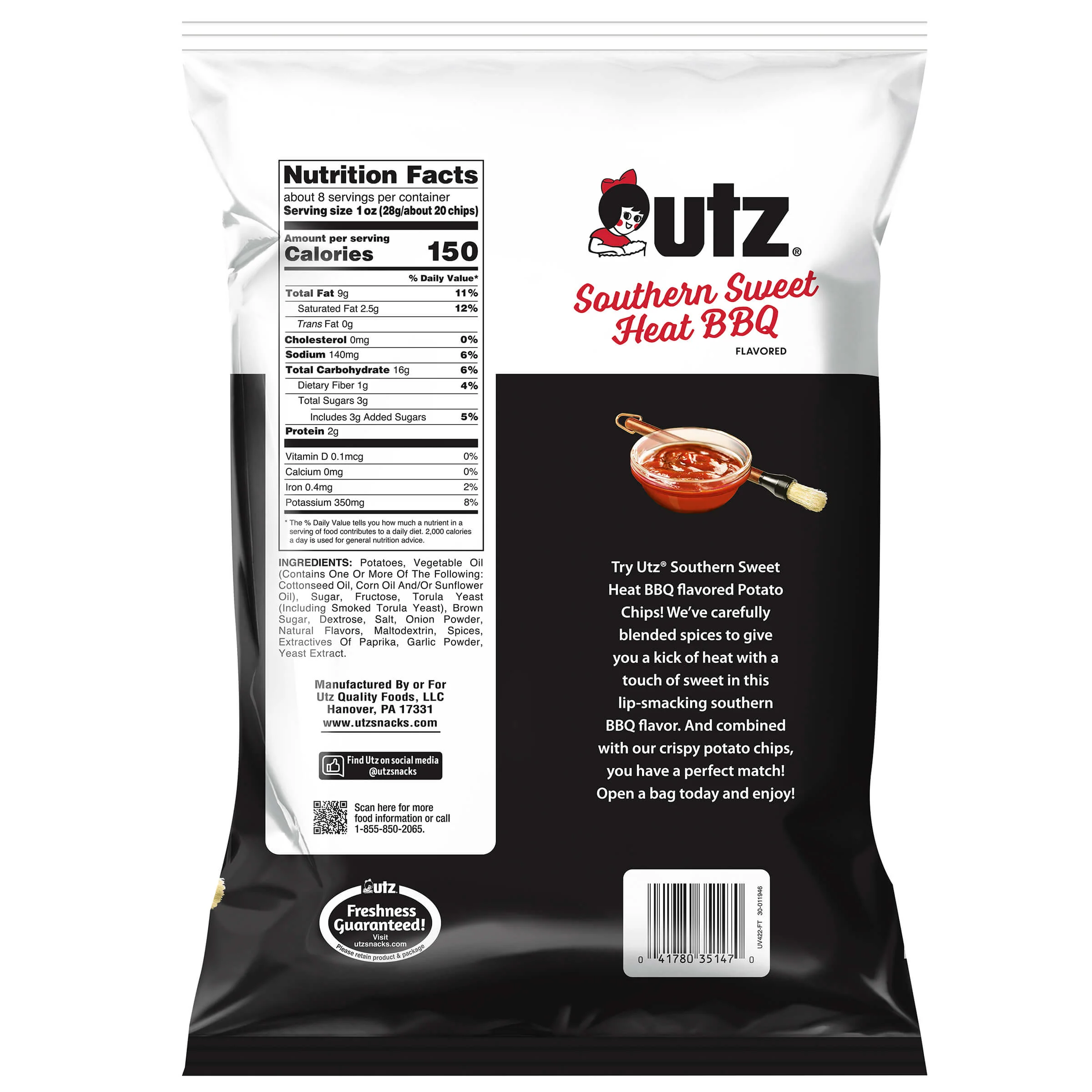 Utz Southern Sweet Heat Barbeque Potato Chips - Image 6